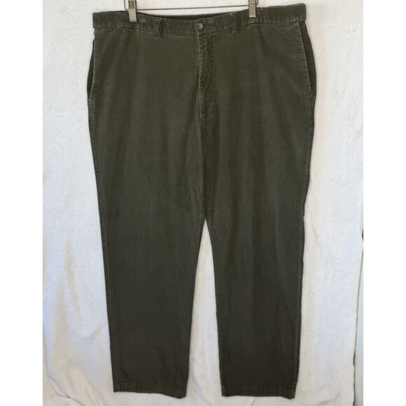 Haggar Men's Straight Fit Stretch Green Corduroy Chino Pants 40 x 32 Adj waist - Picture 2 of 16
